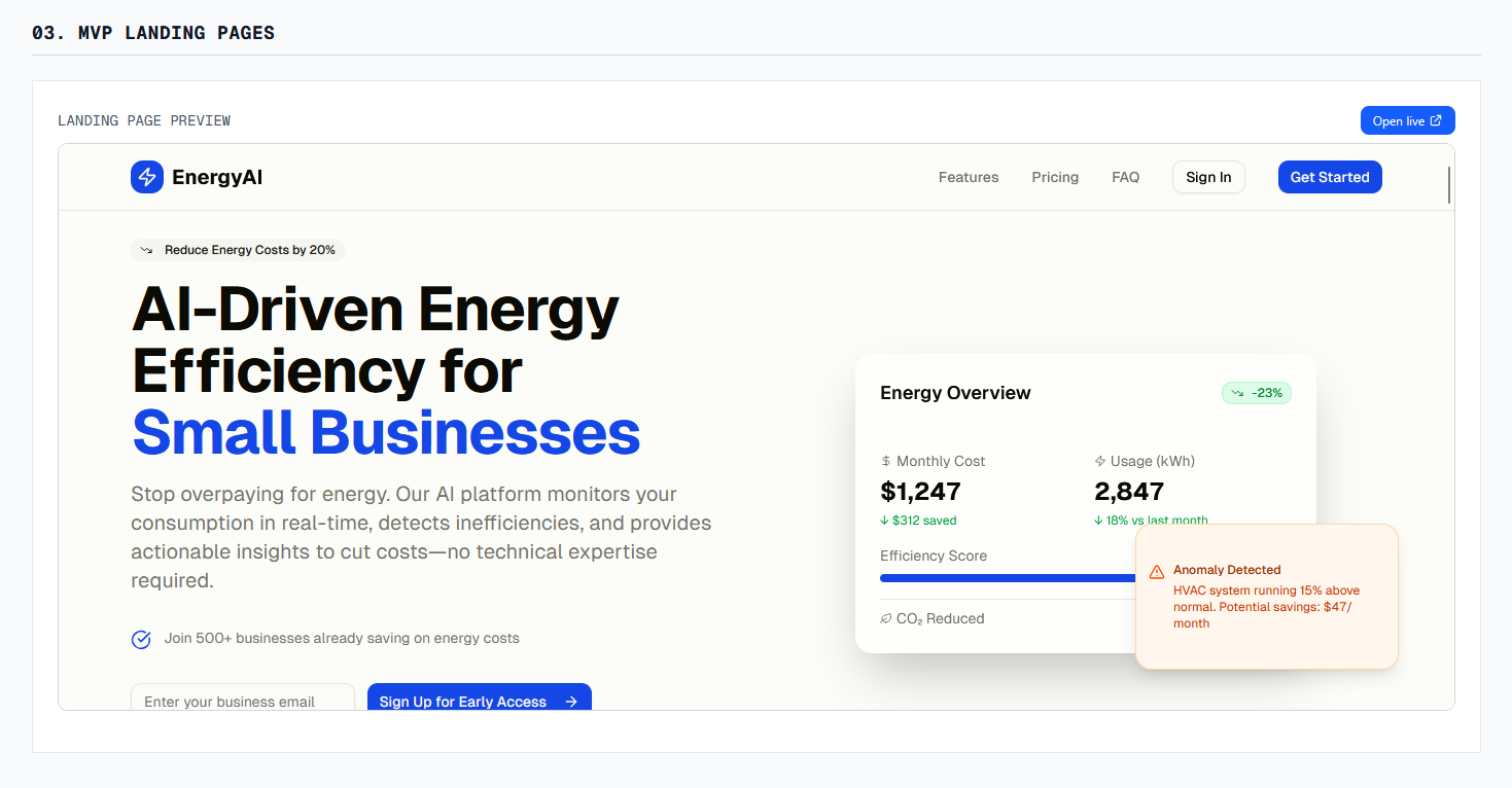 MVP Landing Page